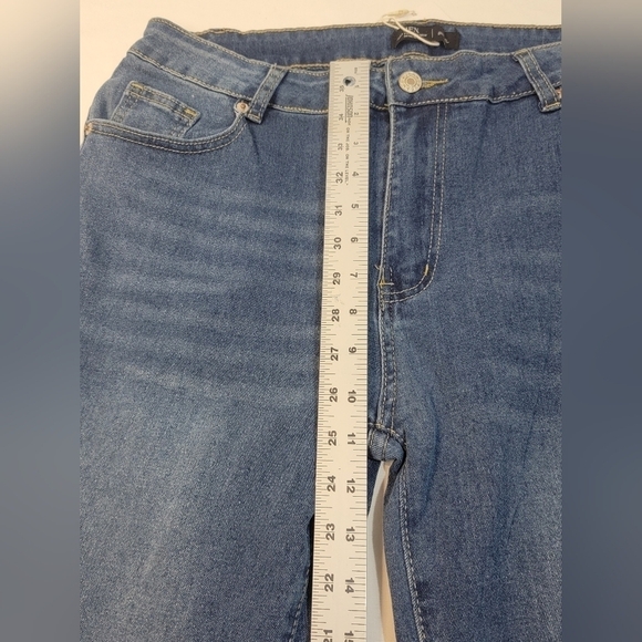 JFN Just Fashion Now Women's XL High Rise Skinny Cuffed Denim Blue Jean - Picture 3 of 11